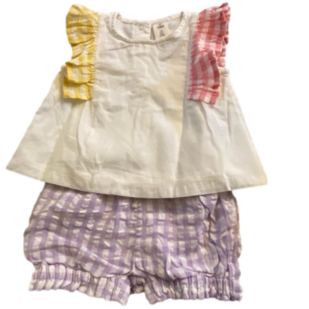 Nordstrom Tucker + Tate Gingham pastel shirt and shorts set 3 months NWT